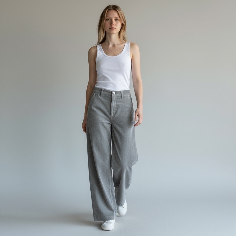 AG Adriano Goldschmied Tailored Deven High Rise Ultra Wide Leg Corduroy Trousers - Picture 2 of 14